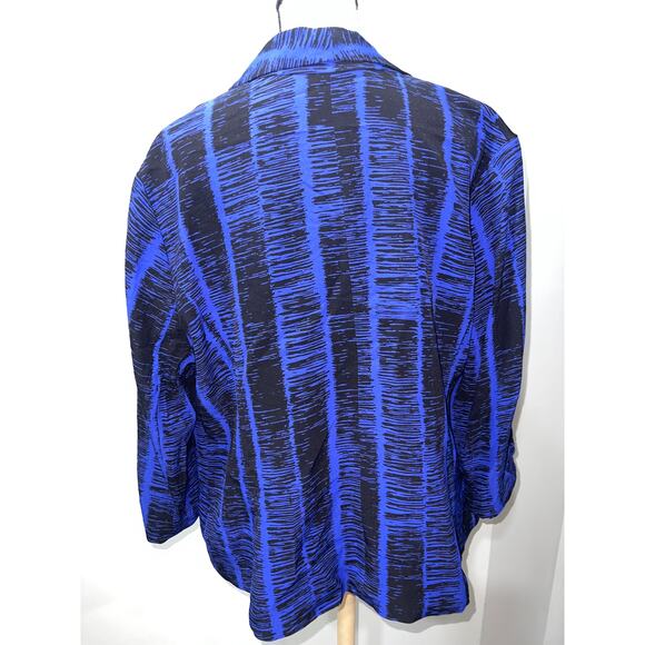 Sejour 16W Black & Blue Open Swing Jacket 100% Rayon, Fully Lined, 3/4 Sleeves - Picture 3 of 15